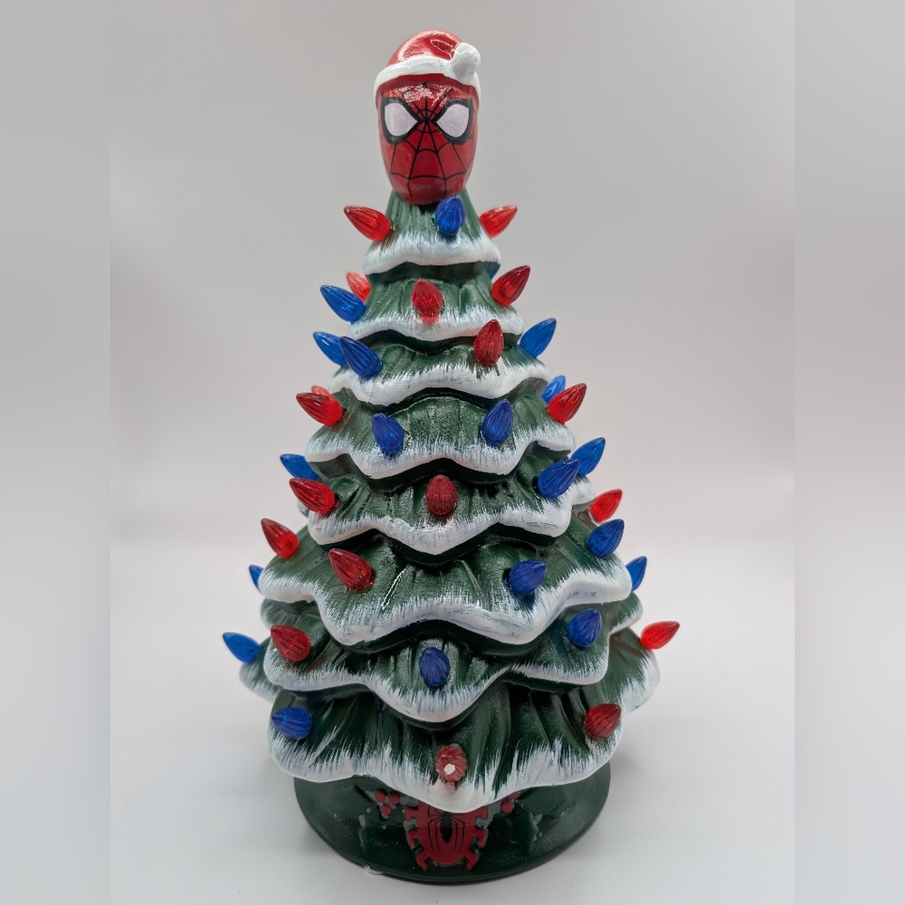 Marvel Spider-Man Holidays Ceramic Christmas Tree With Lights 11.6"